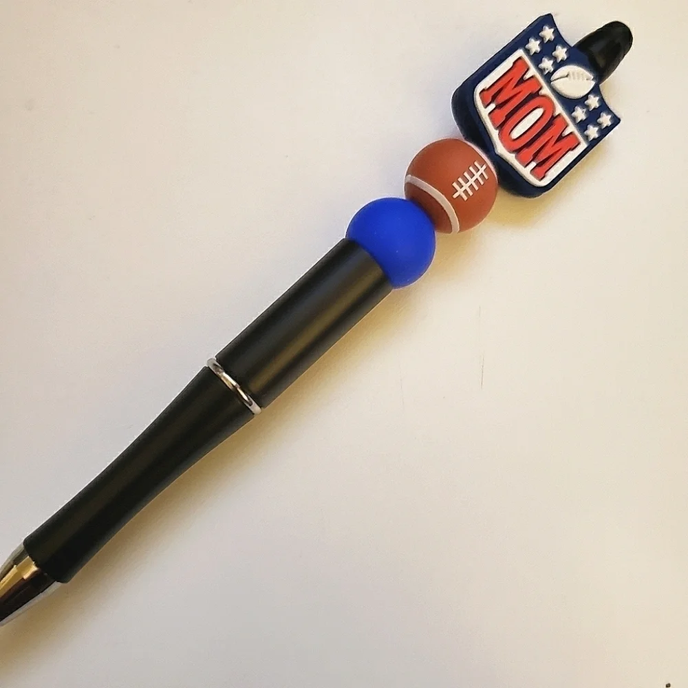 Handmade NFL Mom Football Beaded Silicone Focal Bead Pen